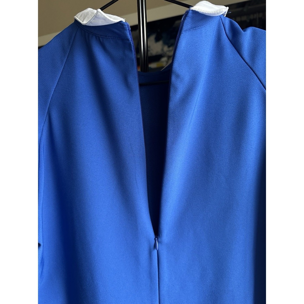 Zara Basic Women Blue Polyester Collared Short Sleeve Knee Length Dress Size L - Picture 4 of 8